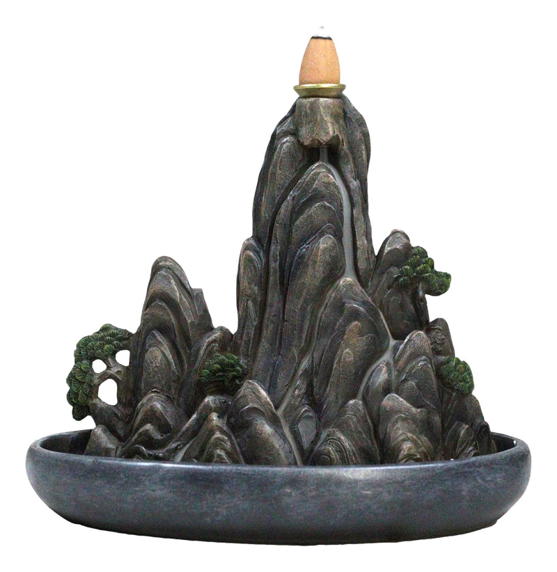 Eastern Feng Shui Tranquil Zen Rocky Mountain Range Backflow Cone Incense Holder