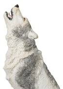 Woodlands Wildlife Mystical Alpha Snow Arctic Wolf Howling At The Moon Figurine
