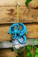 Ruth Thompson Blue Riptide Dragon On Pearl Glass Ball Ornament Figurine 5"H