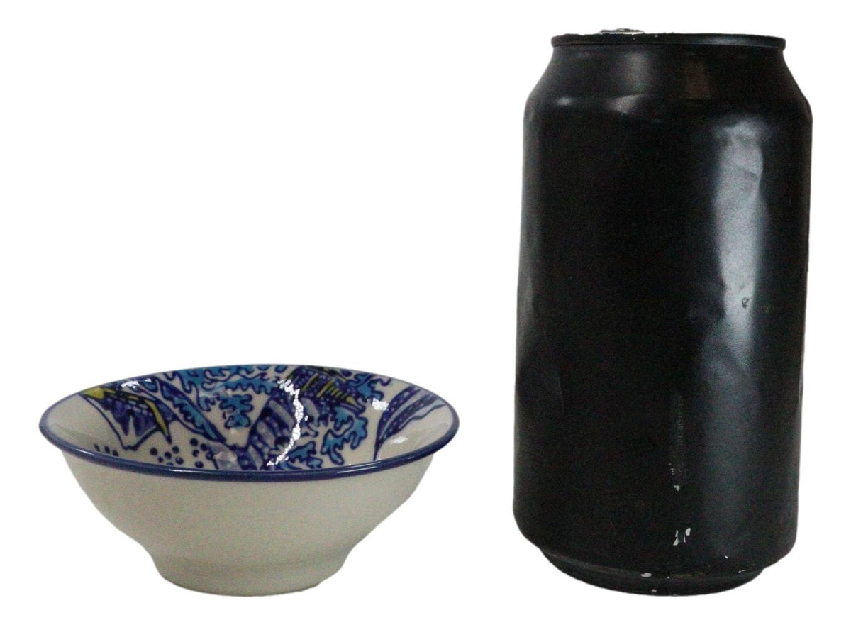 Pack Of 8 Ceramic Great Wave Of Kanagawa By Hokusai Sauce Oil Condiment Dishes - Ebros Gift
