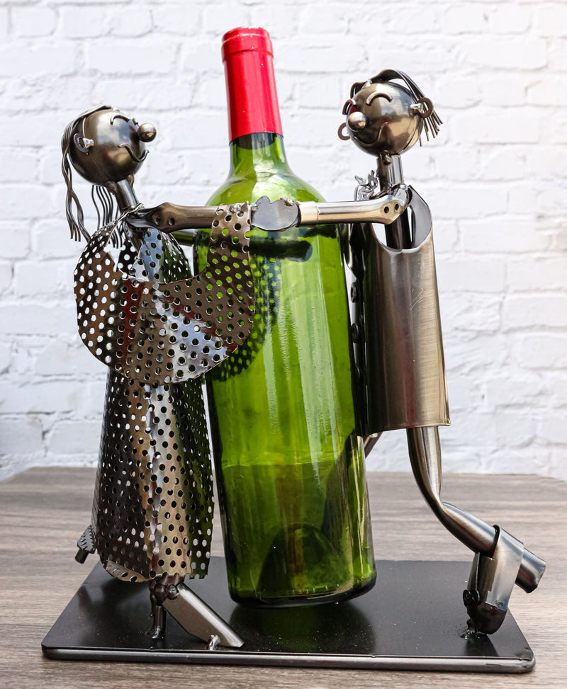 Tango Dancing Lover Couple Hand Made Metal Wine Bottle Holder Caddy Decor