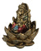 Hindu Deity God Ganesha Ganapati Seated On Padma Lotus Flower Mini Figurine