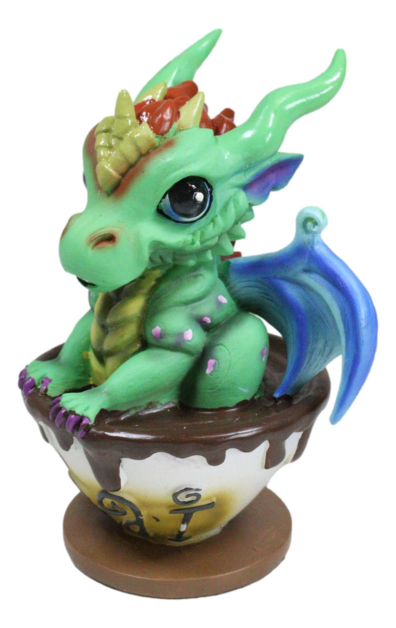 Whimsical Morning Beverage Chai With Bobert Baby Dragon In Teacup Figurine