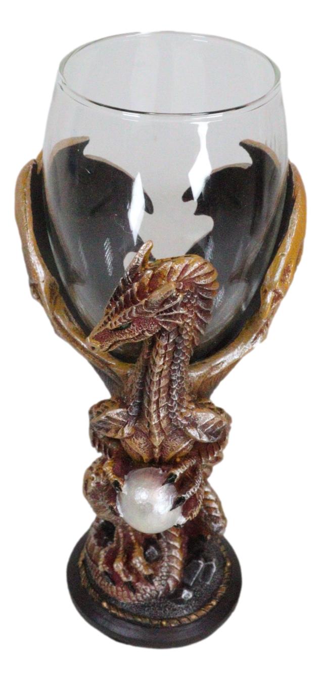 Rust Dragon Pearl Guardian Glass Wine Goblet Chalice Cup Dragons Blade Series
