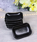 Pack Of 6 Ceramic Black Kokuyo Soy Sauce Oil Condiment Rectangular Dishes 2oz