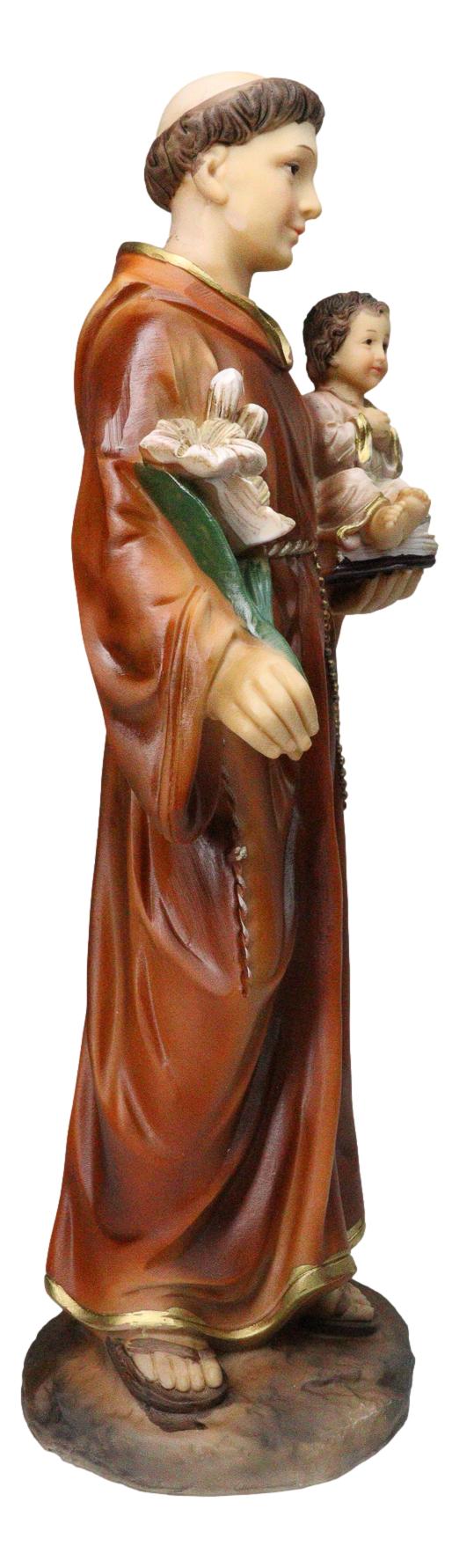 Catholic Church Saint Anthony of Padua Carrying Baby Jesus And Bible Statue 12"H - Ebros Gift