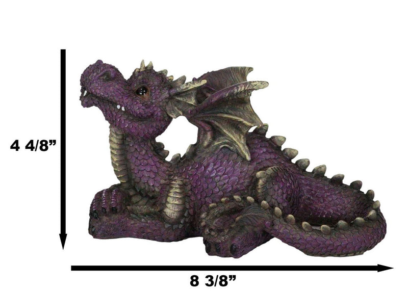 Whimsical Purple Comical Garden Dragon In Repose With Crossed Arms Figurine