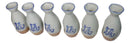 Pack Of 6 White And Caramel Fuku Kanji Japanese Wine Sake Tokkuri Bottle Flask