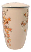 Momiji Maple Leaves 15oz Porcelain Tea Mug With Lid Stainless Steel Infuser