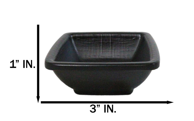 Pack Of 6 Square Black Silk Melamine Condiments Sauce Dipping Bowl or Dishes