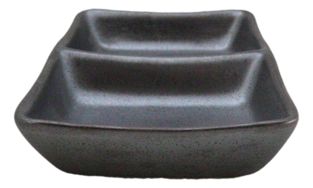 Pack Of 6 Ceramic Tetsu Kesho Soy Sauce Or Condiment Dishes With 2 Compartments