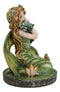 Kneeling Green Ivy Gaia Earth Fairy With Crystal Ball On Garden Small Figurine
