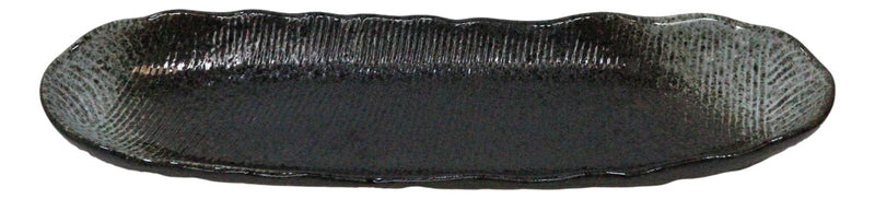 Pack Of 3 Charcoal Grey Tone Hakumu Wavy Oblong Long Serving Platter 13.25"L
