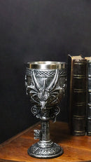 Medieval Gothic Twin Serpentine Dragons Wine Goblet Chalice With Celtic Knotwork