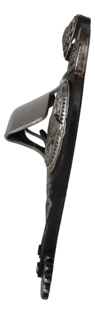 Rustic Western Cowboy Boot Spur With Silver Longhorn Conchos Wall Bottle Opener