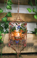 Celestial Sun Moon Christian Cross Art Glass Metal Candle Holder Wind Chime