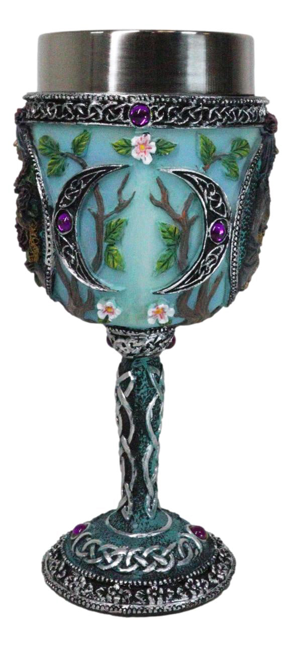 Wicca Triple Moon Goddess Maiden Mother Crone Witchcraft Wine Goblet Chalice 5oz