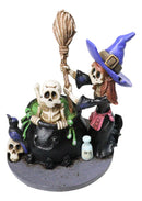 Day Of The Dead Bewitching Kitchen Skeleton Witch Raven Potion Cauldron Figurine