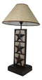 Rustic Western Triple Lone Stars Wood And Metal Bedside Desktop Table Lamp
