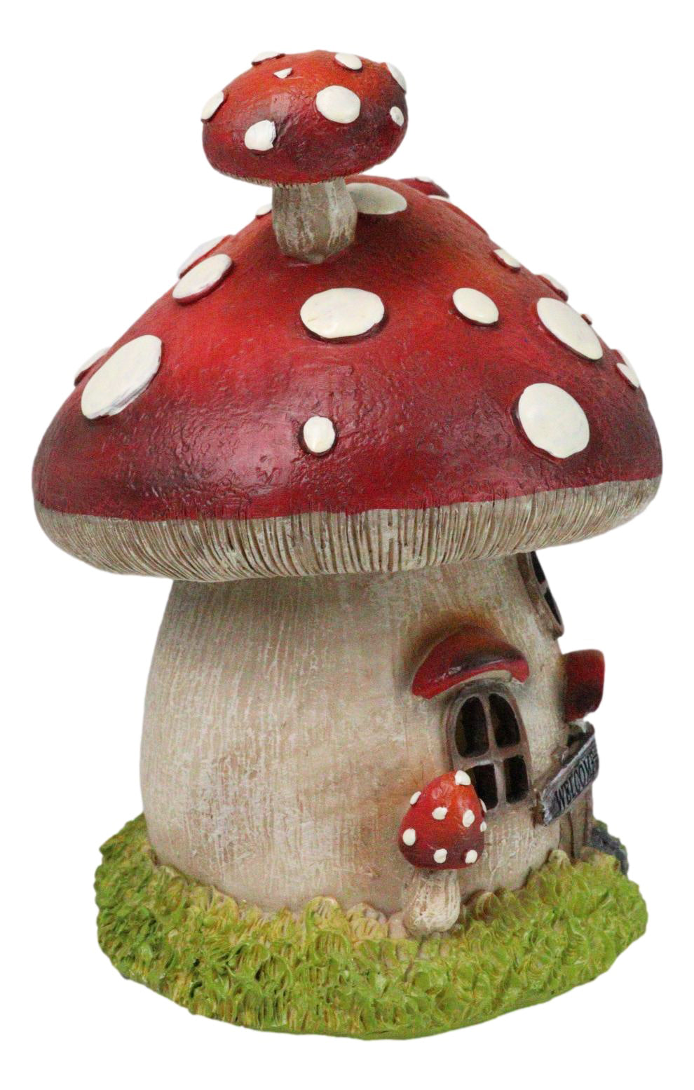 Fairy Garden Giant Toadstool Mushrooms Cottage House With LED Light Figurine - Ebros Gift