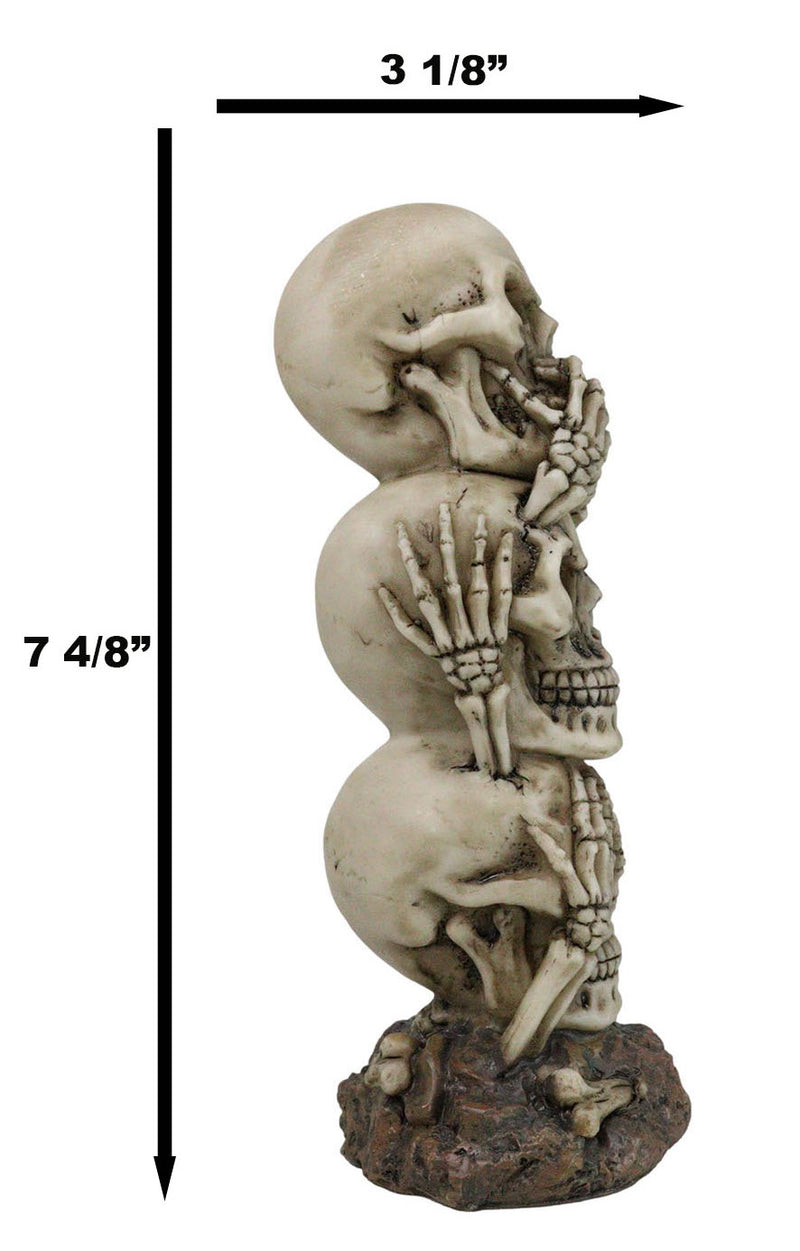 Triple Stacked Funny See Hear Speak No Evil Skulls Family Home Decor Figurine