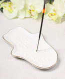 Wicca Mystical White Hamsa Palm with Evil Eye Hand Incense Stick Holder Dish