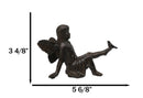 Cast Iron Sitting Whimsical Fairy With Bird On Her Feet Small Sculpture 5.75"L
