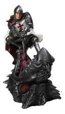 Saint George Roman Crusader Knight Killing Dragon With Sword Figurine 8.5"H