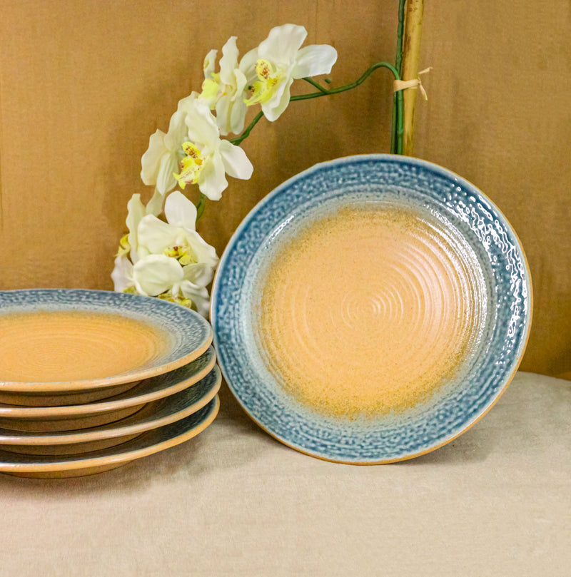 Pack Of 5 Blue River Ao Nagashi Collection Large Round Dinner Plates 10" D