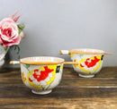 Pack Of 2 Ceramic Ramen Donburi Noodles Bowl & Chopsticks Set Spring Flower Bloom