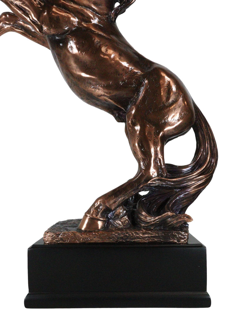 Large 20"H Western Black Beauty Prancing Horse Bronzed Resin Figurine With Base