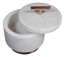 Marble And Copper Hardware Round Canister Container Storage Jars W/ Lid