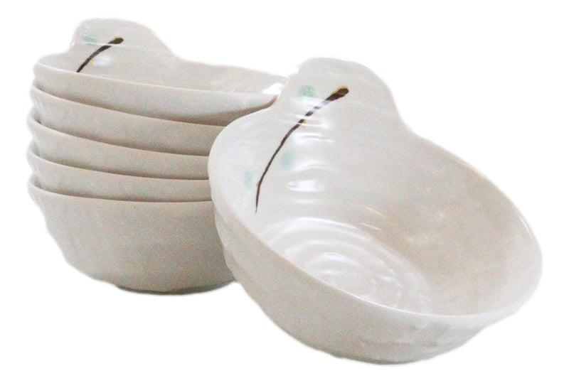 Pack Of 6 Yukino Hana Snowflakes Melamine Shallow Bowls With Handle 7oz