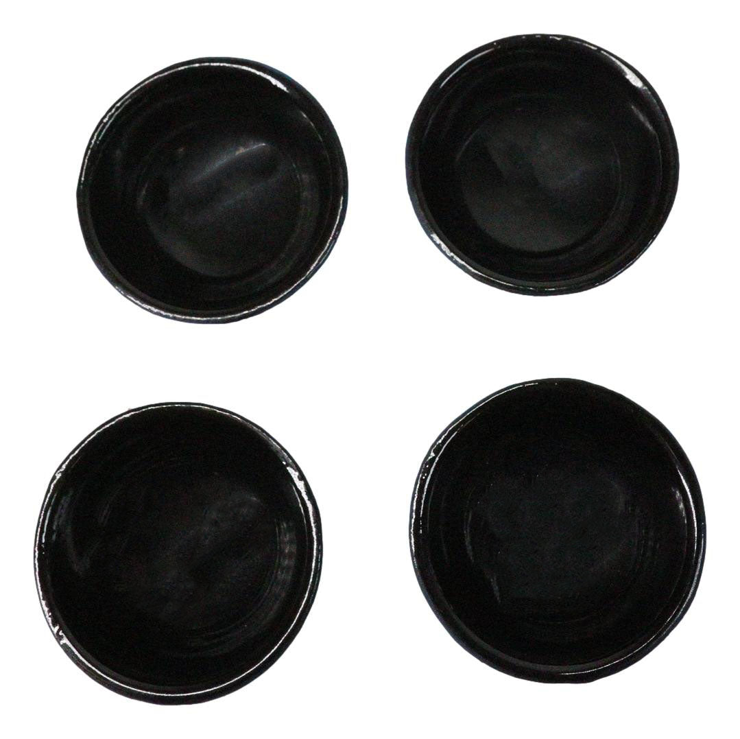 Navy Blue Textured Japanese Tetsubin Style Cast Iron Mini Tea Cups Set of 4