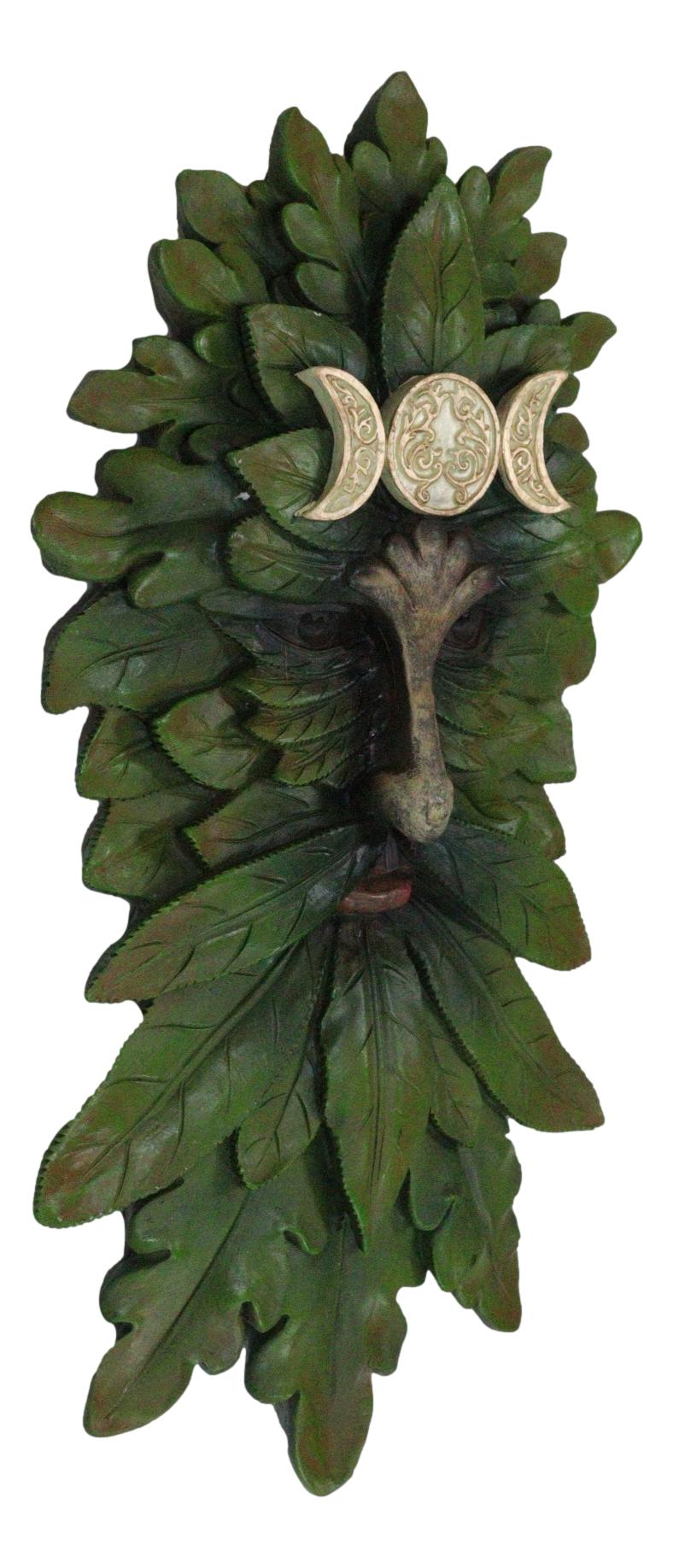 Nature Spirit God Celtic Greenman Wicca Triple Moon Tree Ent Wall Decor Plaque - Ebros Gift