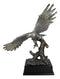 Electroplated Pewter Silver Bald Eagle With Open Wings Soaring Over Tree Statue