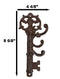 Pack of 2 Cast Iron Rustic Victorian Ornate Key Shaped Swivel Triple Wall Hook