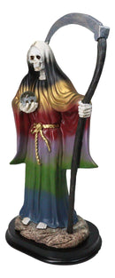 Rainbow Robe Santa Muerte With Scythe All Powerful Transient Figurine 12"H