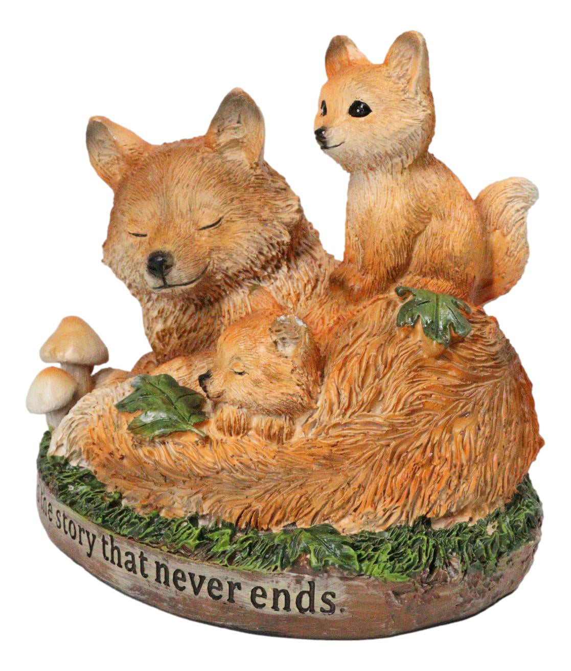 Bedtime Story Fox Snuggle Figurine Fox Family with Kits Woodland Sculpture