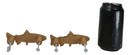 Set Of 2 Western Nautical Marine Trout Fish Faux Wooden Cabinet Bar Pull Knobs