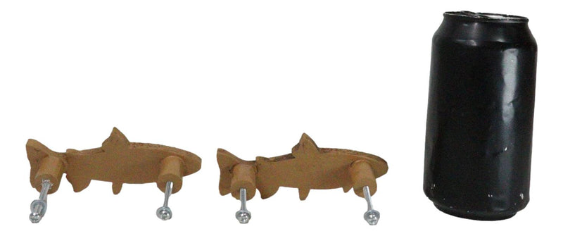 Set Of 2 Western Nautical Marine Trout Fish Faux Wooden Cabinet Bar Pull Knobs