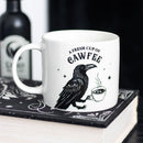 White Wicca Magic A Fresh Cup Of Caw Fee Raven Crow Porcelain Mug Cup 16oz