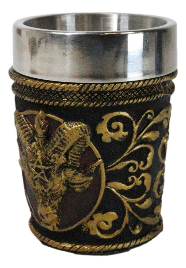 Set Of 2 Occultic Pagan Pentagram Sigil Of Baphomet Sabbatic Goat Shot Glasses
