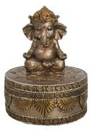 Yoga Ganapati Baby Ganesha In Meditation With Mandala Flower Decor Trinket Box