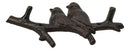 Set of 2 Cast Iron Rustic 2 Lovebirds Perching On Branch 2-Pegs Wall Hooks