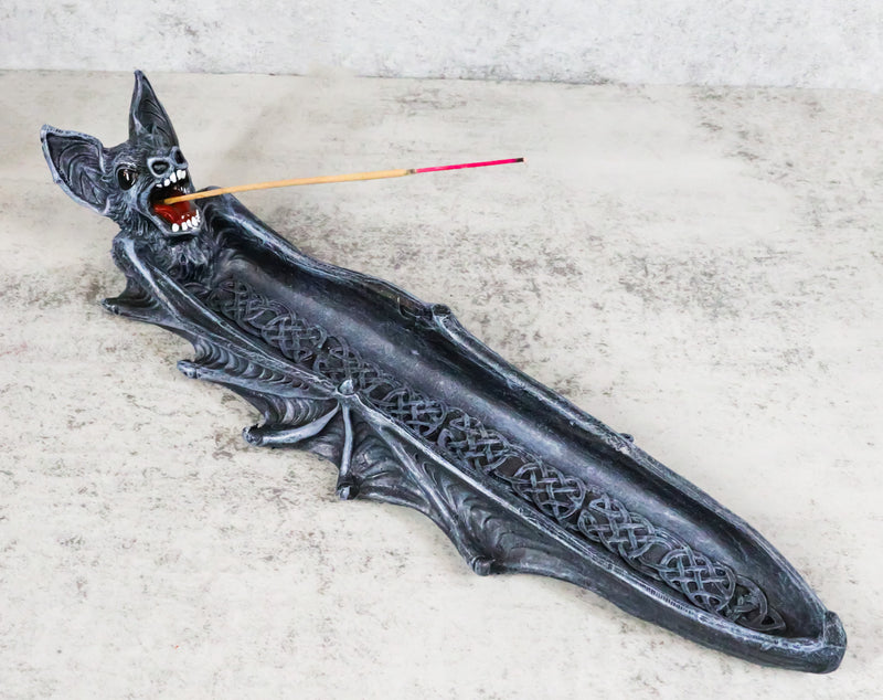 Gothic Gargoyle Cathedric Bat Vampire Incense Stick Holder With Celtic Knotwork