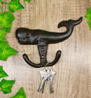 Set Of 2 Cast Iron Rustic Nautical Marine Sea Sperm Whale Double Wall Coat Hooks