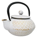 Rustic White Tokusa With Gold Patterns Petite Cast Iron Teapot 10oz Tea Pot