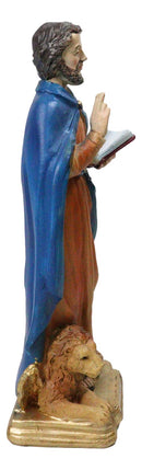 Christian Apostle of Jesus Saint Mark The Evangelist With Lion Figurine 8"H