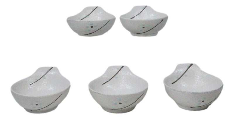Pack Of 5 Yukino Hana Ceramic Ponzu Sauce Soup Shallow Bowls With Handle 5oz